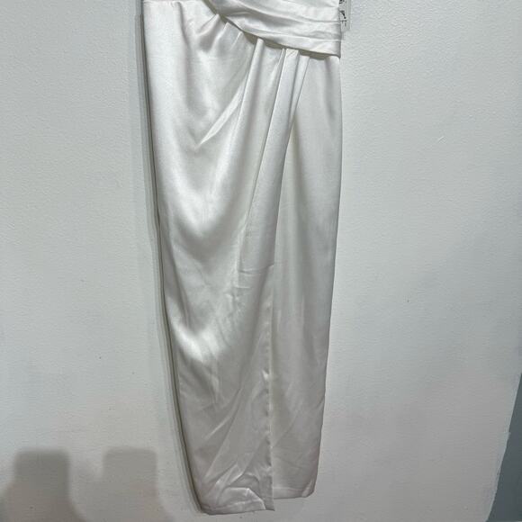 Aidan by Aidan Mattox Ivory V-Neck Draped Column Maxi Gown Sz 10 NWT - Picture 4 of 15